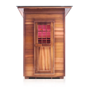 Enlighten Sauna InfraNature Original Infrared Canadian red cedar with slope roof two person sauna front view