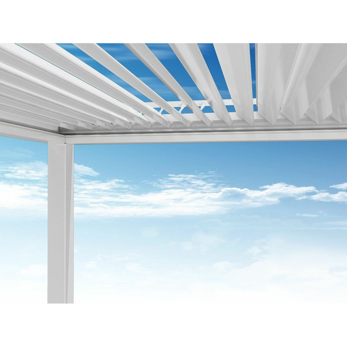 Bon Pergola Motorized Aluminum 10'x10' Villa Pergola VP-DIY-3325 - White - Closeup view - Vital Hydrotherapy