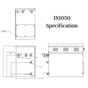 10.5 KW QuickStart Acu-Steam Bath Generator Specification Drawing  - Vital Hydrotherapy