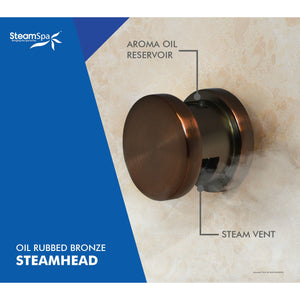 SteamSpa Oil rubbed bronze finish steam head with label (Aroma oil reservoir and steam vent) - Vital Hydrotherapy