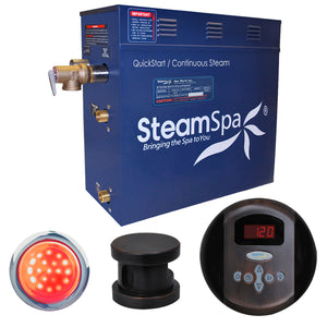 SteamSpa Indulgence 4.5 KW QuickStart Acu-Steam Bath Generator Package - Stainless steel - 12 in. L x 6 in. W x 2 in. H - Oil rubbed bronze finish - Includes a 4.5kW QuickStart Acu-Steam Bath Generator, Control Panel, Oil rubbed bronze Steam head, Chroma therapy Light - IN450 - Vital Hydrotherapy