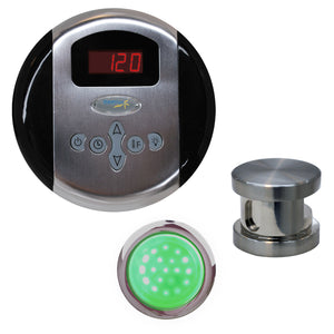 SteamSpa Indulgence Control Kit INPK - Control Panel, Steam head and Chroma therapy Light - Brushed Nickel - Display temperature - Vital Hydrotherapy 