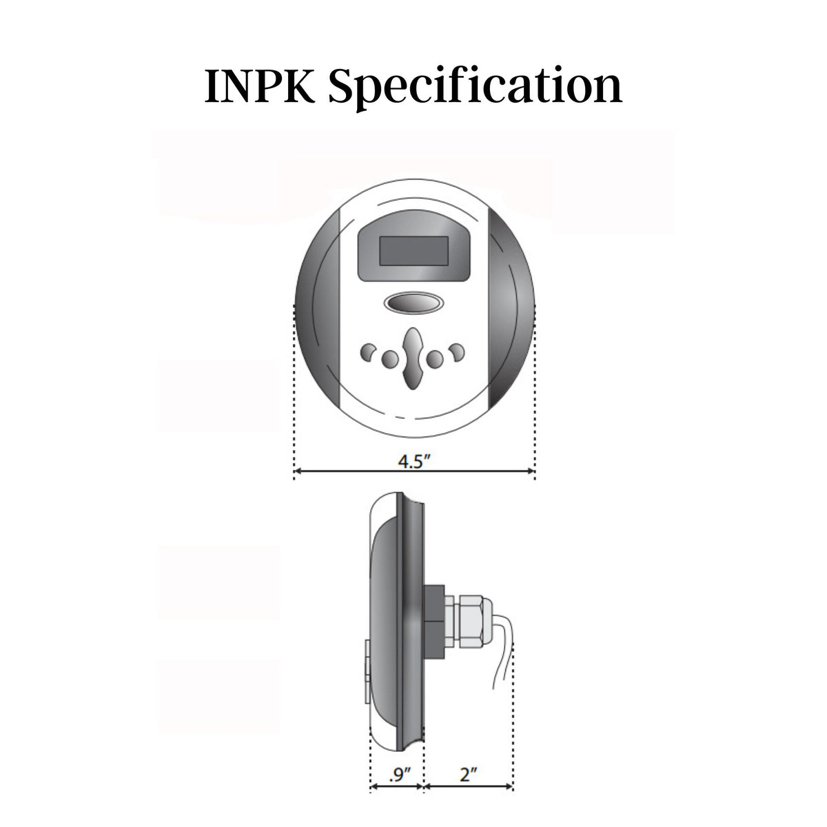 SteamSpa Indulgence Control Kit INPK Specification Drawing - Vital Hydrotherapy