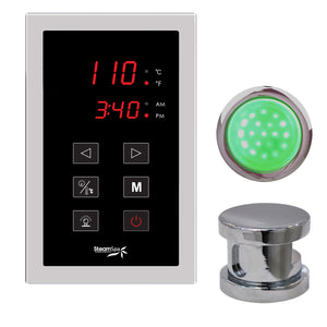 SteamSpa Indulgence Touch Panel Control Kit INTPK - Single Touch Pad Control Panel, Steam head and Chroma therapy Light - Polished chrome finish - Display time and temperature - 12 in. L x 12 in. W x 6 in. H - Vital Hydrotherapy