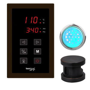 SteamSpa Indulgence Touch Panel Control Kit INTPK - Single Touch Pad Control Panel, Steam head and Chroma therapy Light - Polished oil rubbed bronze finish - Display time and temperature - 12 in. L x 12 in. W x 6 in. H - Vital Hydrotherapy