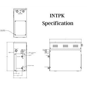 SteamSpa Indulgence Touch Panel Control Kit INTPK Specification drawing - Vital Hydrotherapy