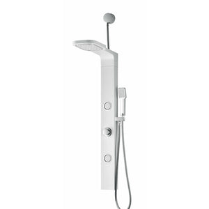 Anzzi Inland Series 44 Inch Full Body Retro-Fit Shower Panel with Fixed Crested Heavy Rain Shower Head, Shower Control Knobs, Two Acu-stream Vector Massage Body Jet Sets and Euro-grip Hand Sprayer in White SP-AZ062 - Vital Hydrotherapy