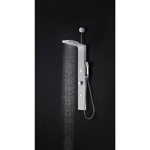 Anzzi Inland Series 44 Inch Full Body Retro-Fit Shower Panel with Fixed Crested Heavy Rain Shower Head, Shower Control Knobs, Two Acu-stream Vector Massage Body Jet Sets and Euro-grip Hand Sprayer in White SP-AZ062 - Lifestyle - Vital Hydrotherapy