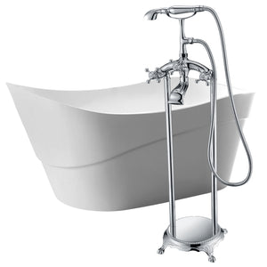 Anzzi Kahl 67 in. Acrylic Flatbottom Non-Whirlpool Bathtub in Glossy White finish with Tugela Faucet in Polished Chrome FTAZ094-0052C - Vital Hydrotherapy