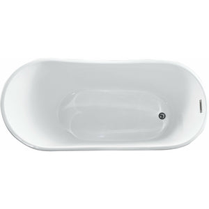 Anzzi Kahl Series 5.58 ft. Freestanding Bathtub in Marine Grade Acrylic High Gloss White - Built-in Chrome Overflow and Push Operated Reversible Drain - FT-AZ094 - Vital Hydrotherapy
