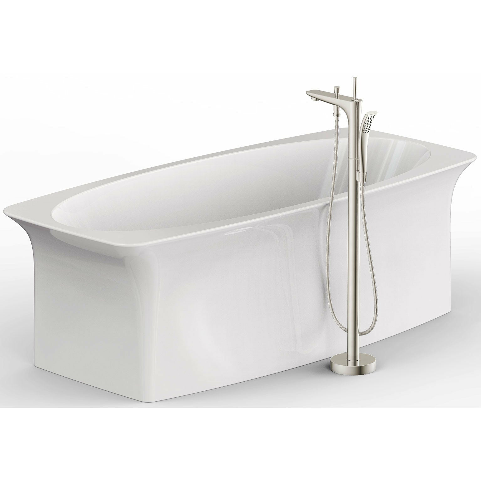 Anzzi Kase Series 1-Handle Freestanding Claw Foot Tub Faucet with Hand Shower in Brushed Nickel FS-AZ0029BN - Vital Hydrotherapy
