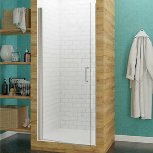 Anzzi Lancer 23 in. X 72 in. Semi-frameless Shower Door With Tsunami Guard - Tempered Glass - Marine Grade Aluminum Alloy Frame - Brushed Nickel - SD-AZ051-01 - Vital Hydrotherapy