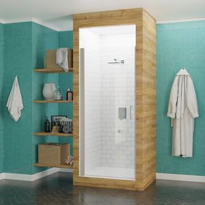 Anzzi Lancer 23 in. X 72 in. Semi-frameless Shower Door With Tsunami Guard - Tempered Glass - Marine Grade Aluminum Alloy Frame - Brushed Nickel - SD-AZ051-01 - Lifestyle - Vital Hydrotherapy