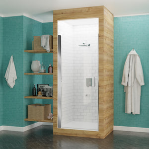 Anzzi Lancer 23 in. X 72 in. Semi-frameless Shower Door With Tsunami Guard - Tempered Glass - Marine Grade Aluminum Alloy Frame - Polished Chrome - SD-AZ051-01 - Lifestyle -Vital Hydrotherapy
