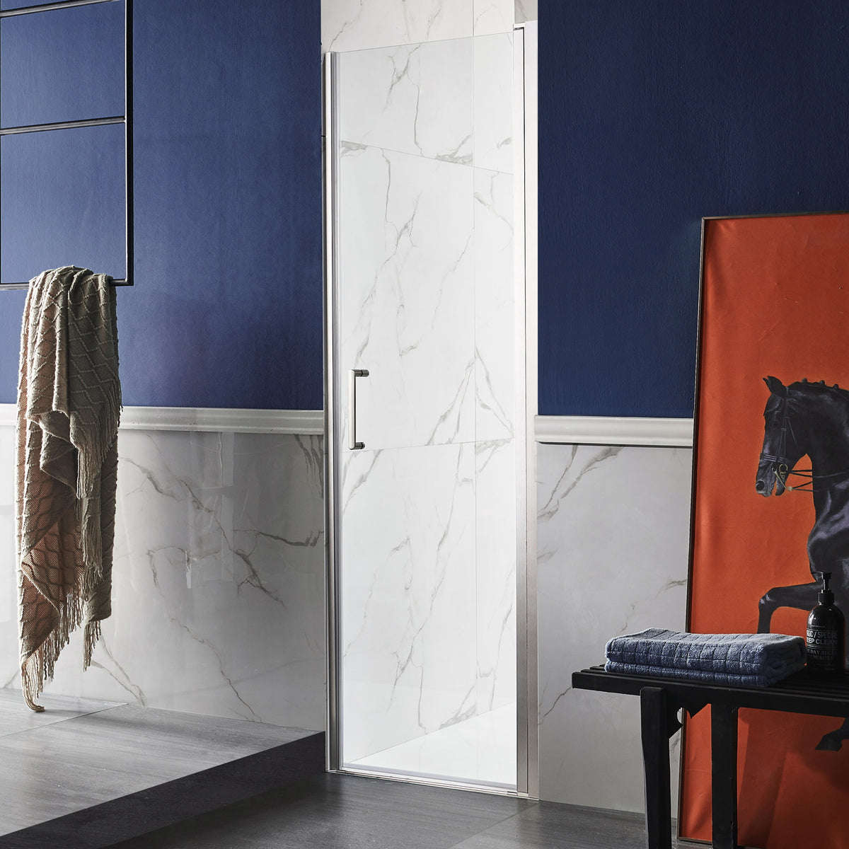 Anzzi Lancer 29 in. x 72 in. Semi-Frameless Shower Door with Tsunami Guard - Tempered Glass - Marine Grade Aluminum Alloy Frame - Brushed Nickel - SD-AZ051-02 - Lifestyle - Vital Hydrotherapy