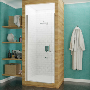 Anzzi Lancer 29 in. x 72 in. Semi-Frameless Shower Door with Tsunami Guard - Tempered Glass - Marine Grade Aluminum Alloy Frame - Brushed Nickel - SD-AZ051-02 - Lifestyle - Vital Hydrotherapy