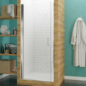 Anzzi Lancer 29 in. x 72 in. Semi-Frameless Shower Door with Tsunami Guard - Tempered Glass - Marine Grade Aluminum Alloy Frame - Polished Chrome - SD-AZ051-02 - Lifestyle - Vital Hydrotherapy