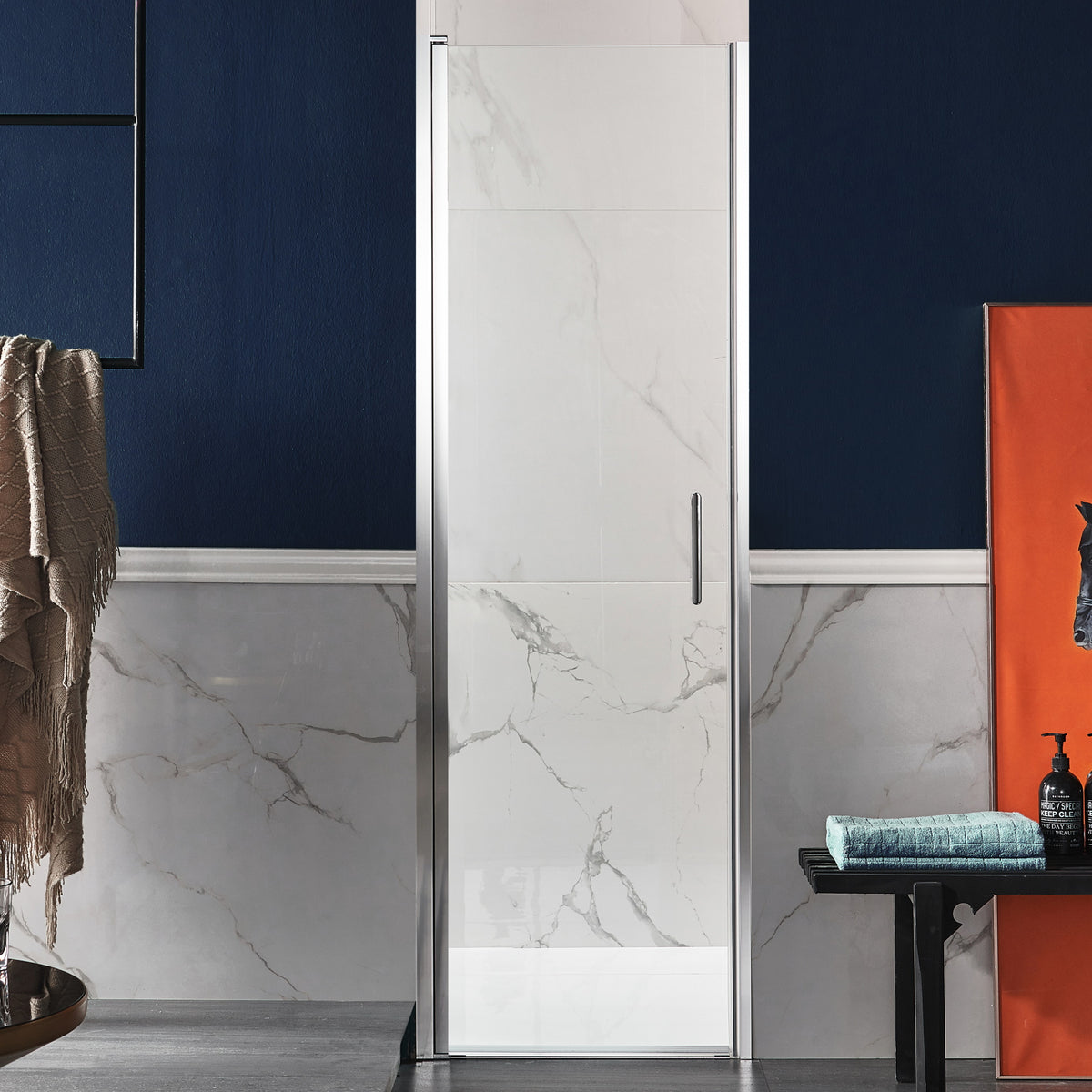 Anzzi Lancer 29 in. x 72 in. Semi-Frameless Shower Door with Tsunami Guard - Tempered Glass - Marine Grade Aluminum Alloy Frame - Polished Chrome - SD-AZ051-02 - Lifestyle - Vital Hydrotherapy