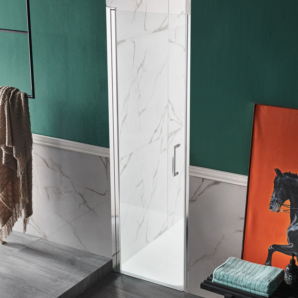 Anzzi Lancer 29 in. x 72 in. Semi-Frameless Shower Door with Tsunami Guard - Tempered Glass - Marine Grade Aluminum Alloy Frame - Polished Chrome - SD-AZ051-02 - Lifestyle - Vital Hydrotherapy