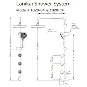 PULSE ShowerSpas Shower System - Lanikai ShowerSpa 1028 Specification Drawing - Vital Hydrotherapy