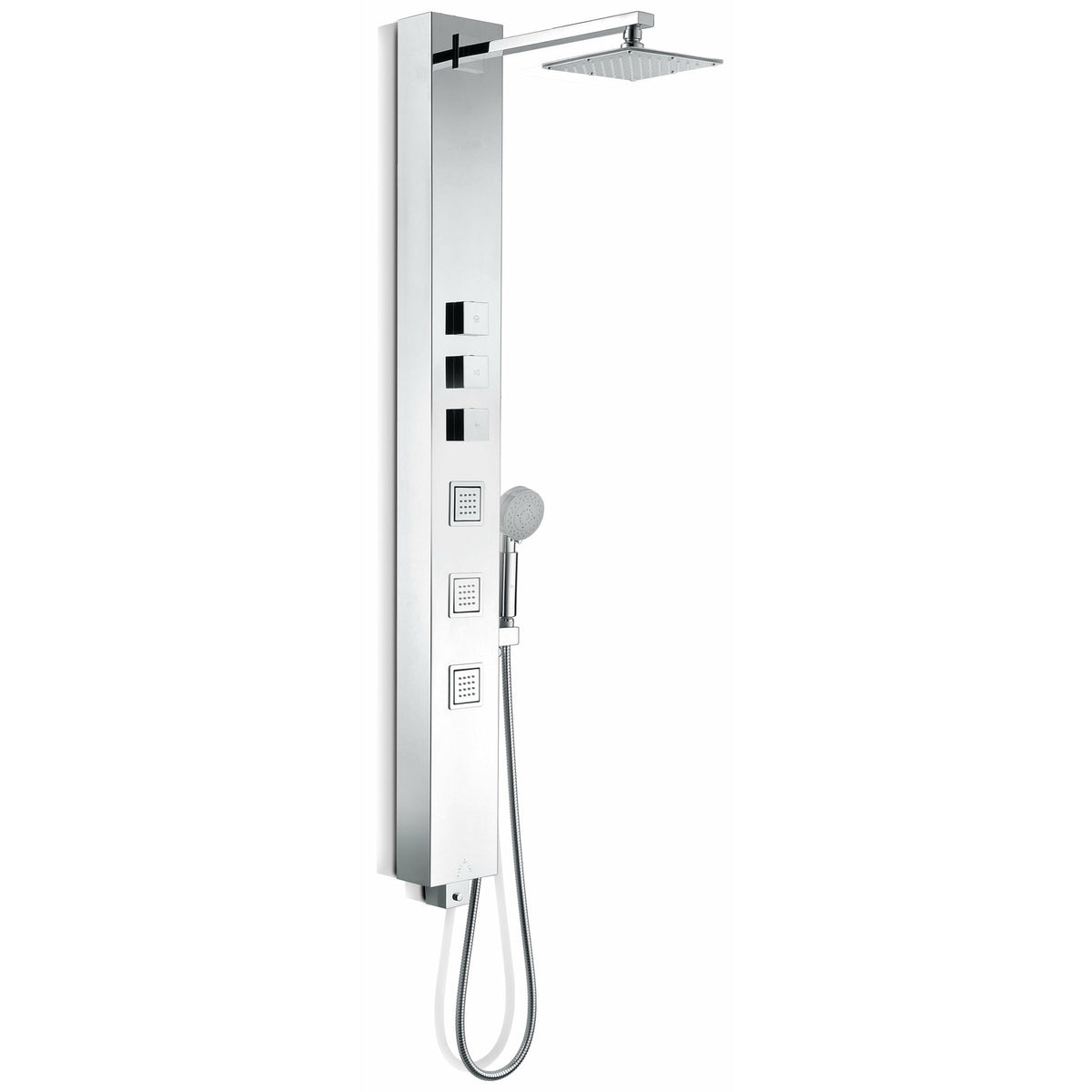 Anzzi Lann 53 Inches Full Body Shower Panel with Swiveling Heavy Rain Shower Head, Acu-stream Body Massage Jets, Shower Control Knobs and Euro-Grip Free Range Hand Sprayer in Chrome SP-AZ015 - Vital Hydrotherapy