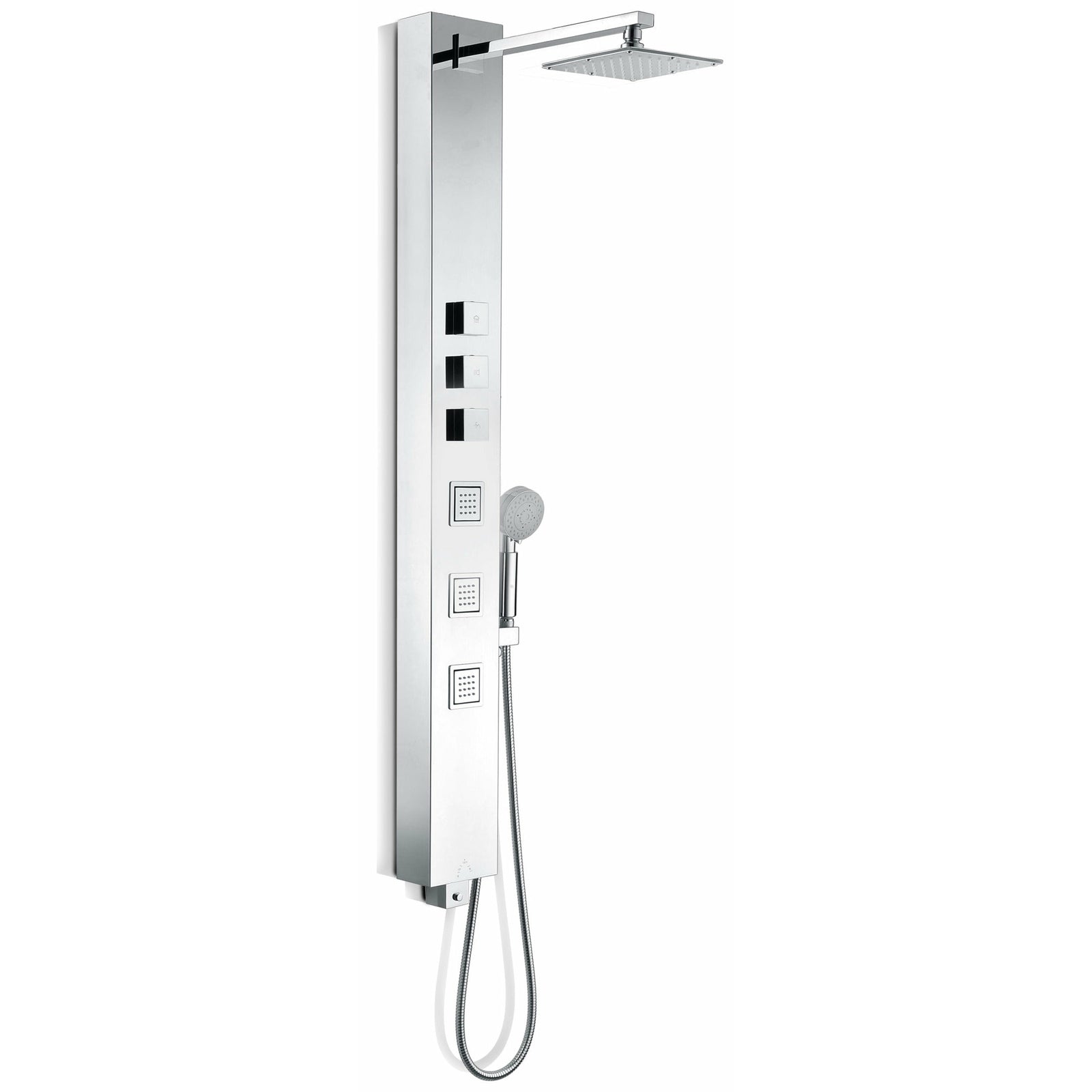 Anzzi Lann 53 Inches Full Body Shower Panel with Swiveling Heavy Rain Shower Head, Acu-stream Body Massage Jets, Shower Control Knobs and Euro-Grip Free Range Hand Sprayer in Chrome SP-AZ015 - Vital Hydrotherapy