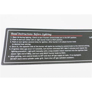 MHP Control Panel Sticker For WNK Grills GGCPLBLE - Instructions Sticker - Vital Hydrotherapy