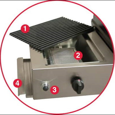 MHP Stainless Steel SearMagic Infrared Side Cooker, LP MHPSEAR-P - Anodized Aluminum - Corrosive Resistant Finish - Reversible Grid - Vital Hydrotherapy