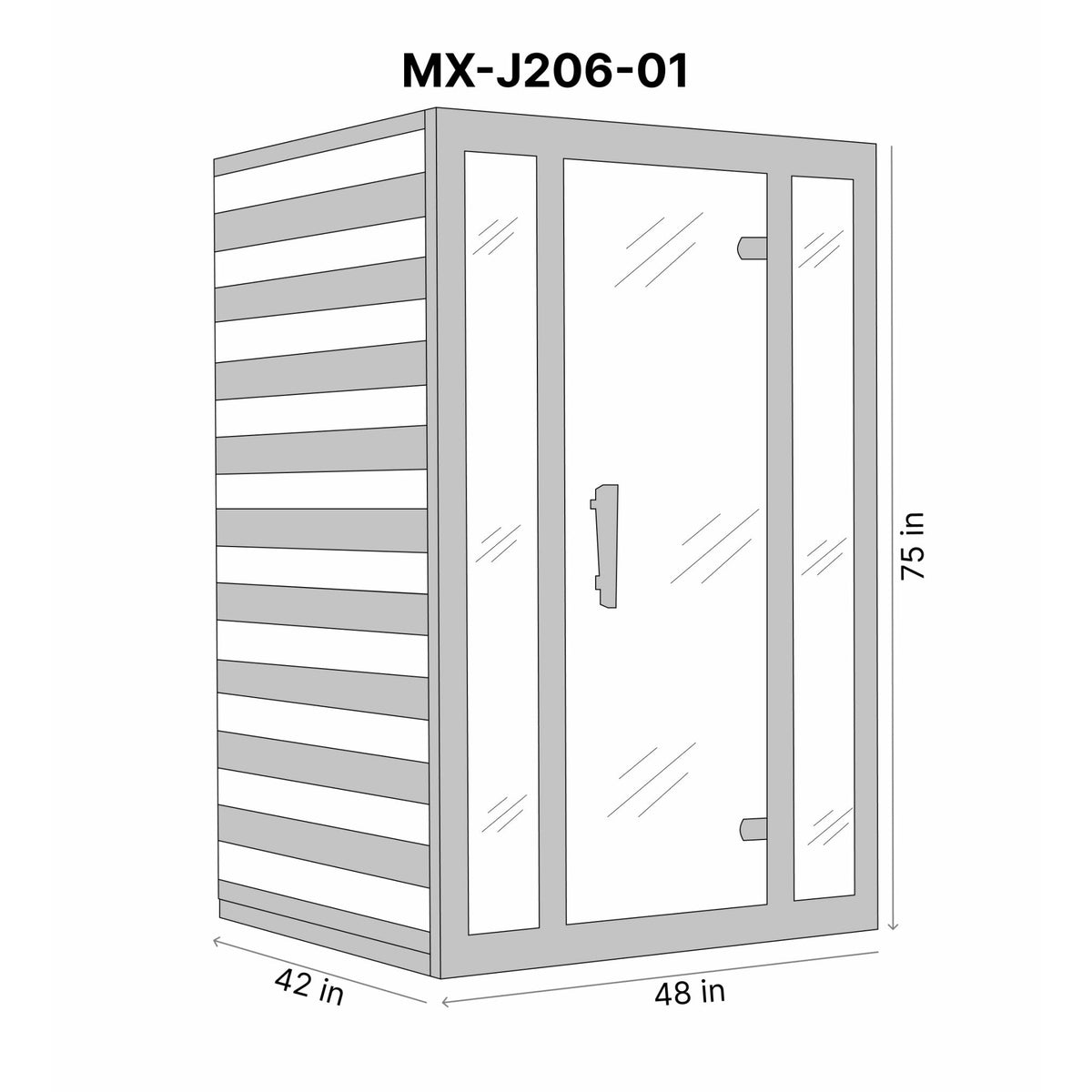 Maxxus Seattle 2-Person Low EMF (Under 8MG) FAR Infrared Sauna (Canadian Hemlock) Dimension Drawing MX-J206-01 - Vital Hydrotherapy