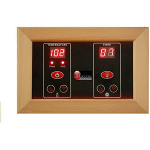 Maxxus Low EMF FAR Infrared Sauna - 2 Person - Interior/exterior LED control panel in a white background