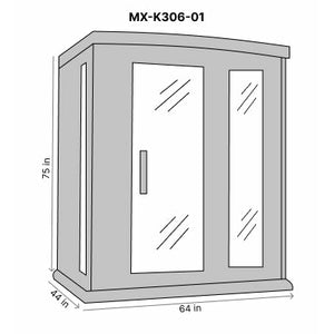 Maxxus 3-Person Low EMF (Under 8MG) FAR Infrared Sauna (Canadian Hemlock) Dimension Drawing MX-K306-01 - Vital Hydrotherapy