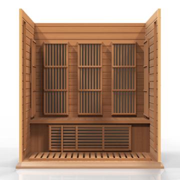 Maxxus Infrared Canadian Red Cedar sauna  3 person inside partial build view