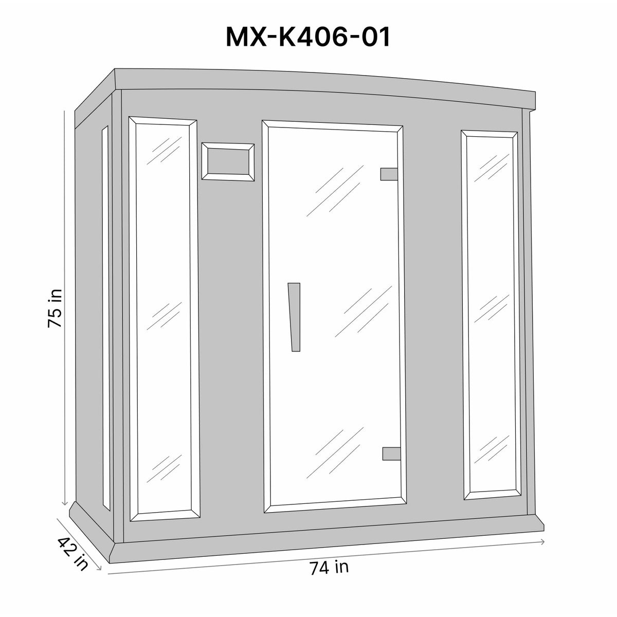 Maxxus 4-Person Low EMF (Under 8MG) FAR Infrared Sauna (Canadian Hemlock) Dimension Drawing MX-K406-01 - Vital Hydrotherapy