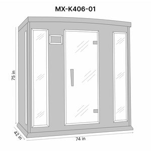 Maxxus 4-Person Low EMF (Under 8MG) FAR Infrared Sauna (Canadian Hemlock) Dimension Drawing MX-K406-01 - Vital Hydrotherapy