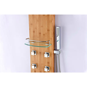 Anzzi Deco-glass Shampoo Shelves, Acu-stream Directional Body Jets and Euro-grip Handheld Sprayer in Natural Bamboo SP-AZ8099 - Vital Hydrotherapy