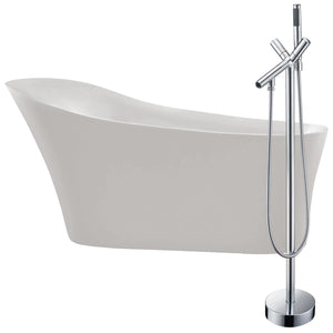 Anzzi Maple 67 in. Acrylic Flatbottom Non-Whirlpool Bathtub in Glossy White with Havasu Faucet in Polished Chrome FTAZ092 - Vital Hydrotherapy