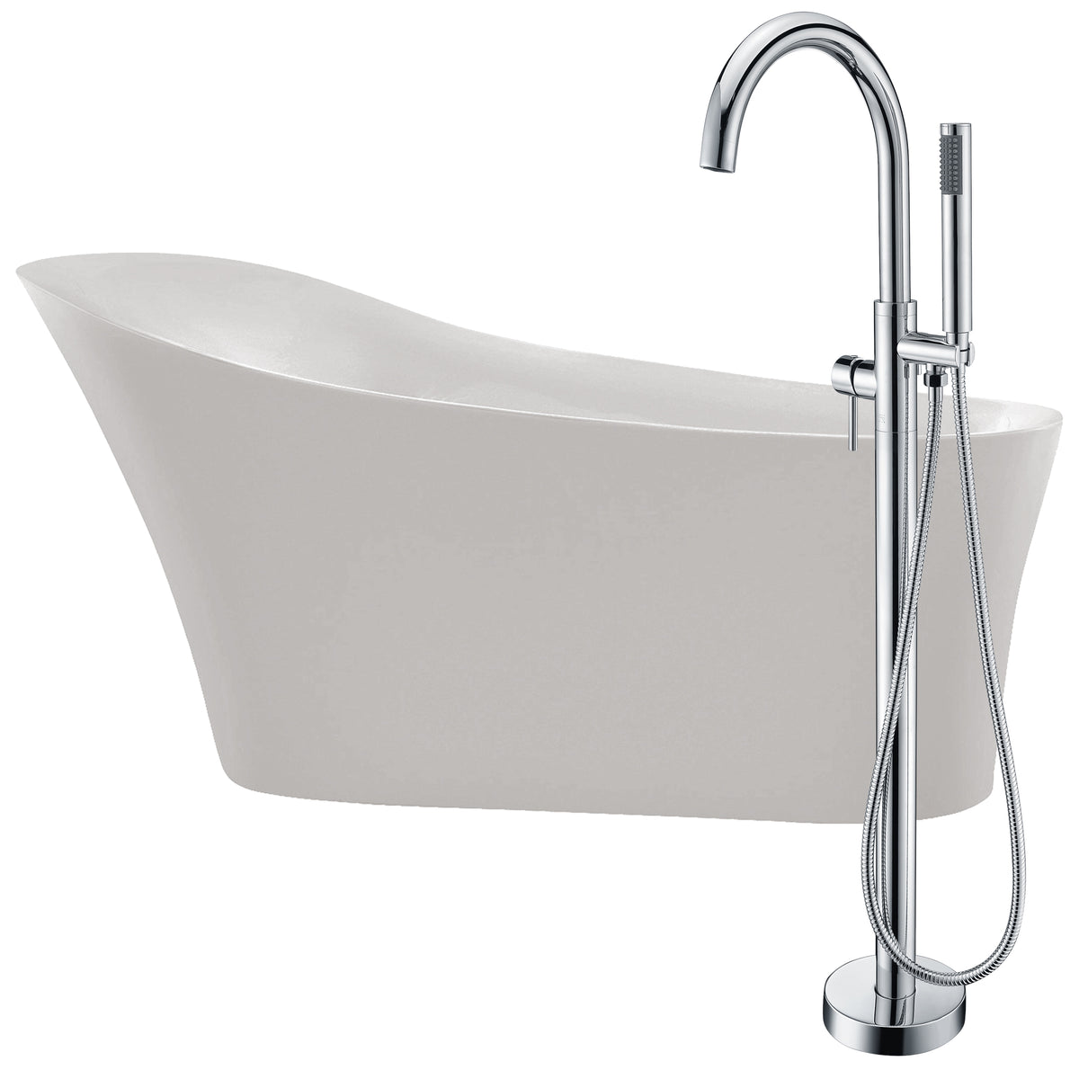 Anzzi Maple 67 in. Acrylic Flatbottom Non-Whirlpool Bathtub in Glossy White with Kros Faucet in Polished Chrome FTAZ092 - Vital Hydrotherapy