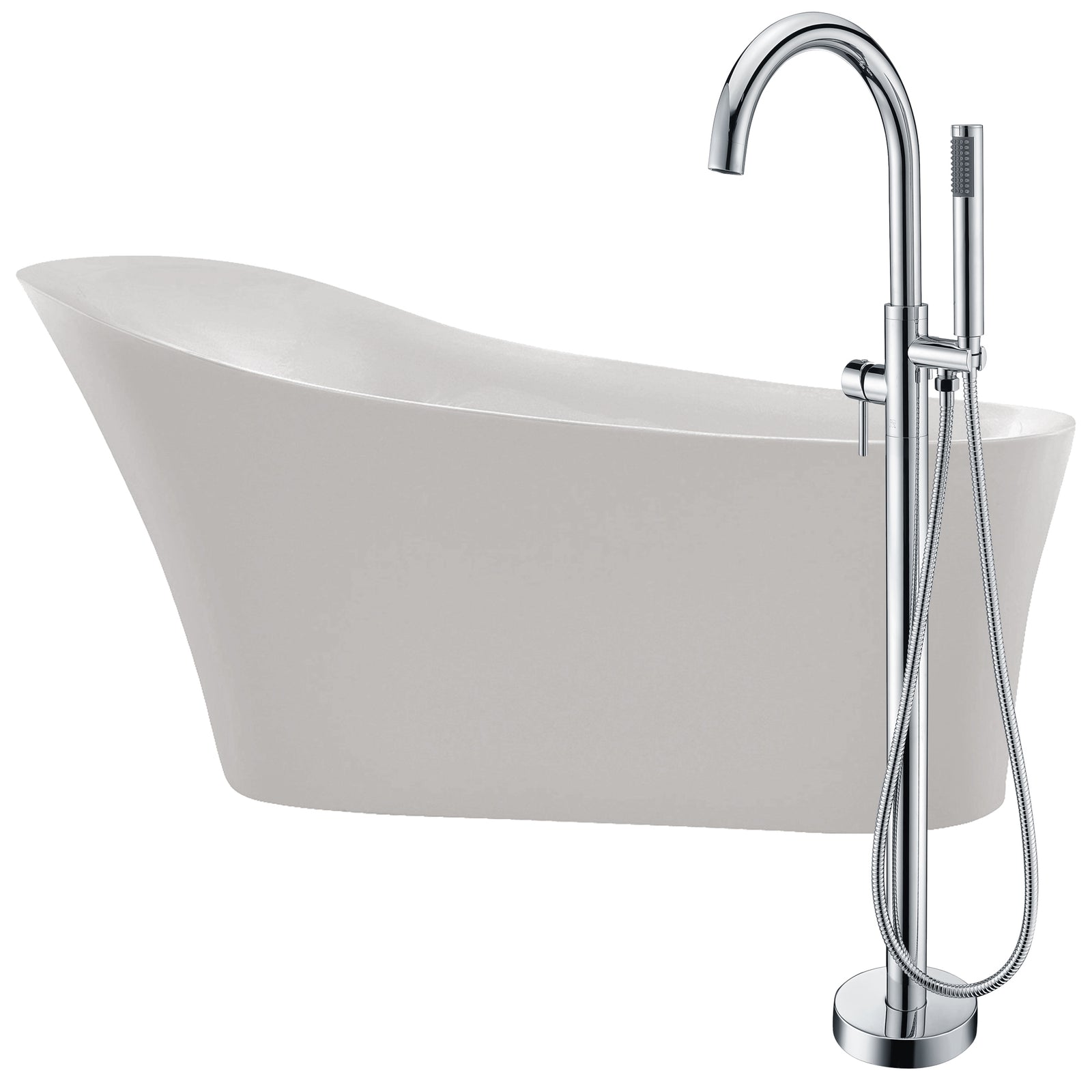 Anzzi Maple 67 in. Acrylic Flatbottom Non-Whirlpool Bathtub in Glossy White with Kros Faucet in Polished Chrome FTAZ092 - Vital Hydrotherapy