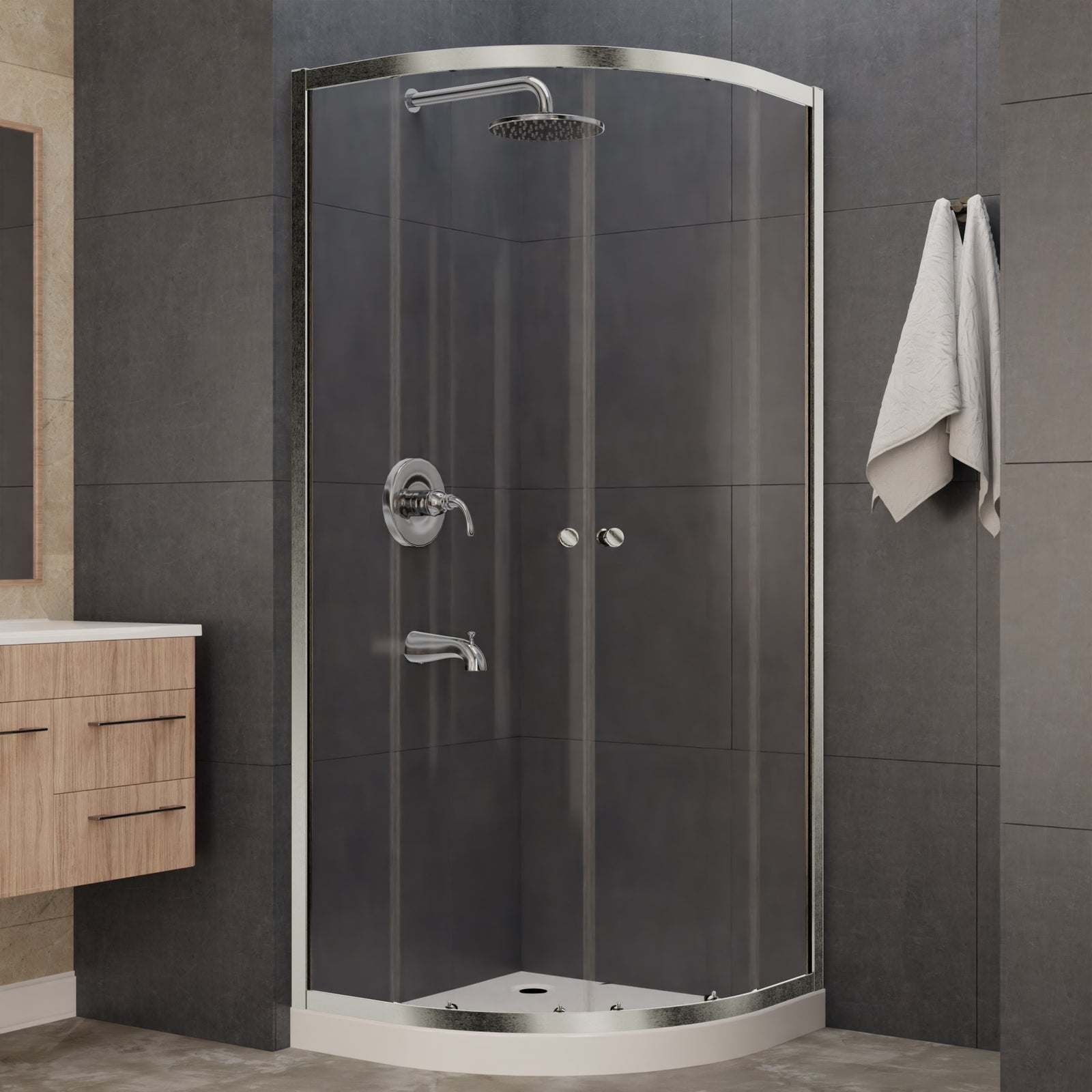 Anzzi Mare 35 in. X 76 in. Framed Shower Enclosure With Tsunami Guard - Tempered Glass - Marine Grade Aluminum Alloy Frame - Brushed Nickel - SD-AZ050-01 - Vital Hydrotherapy