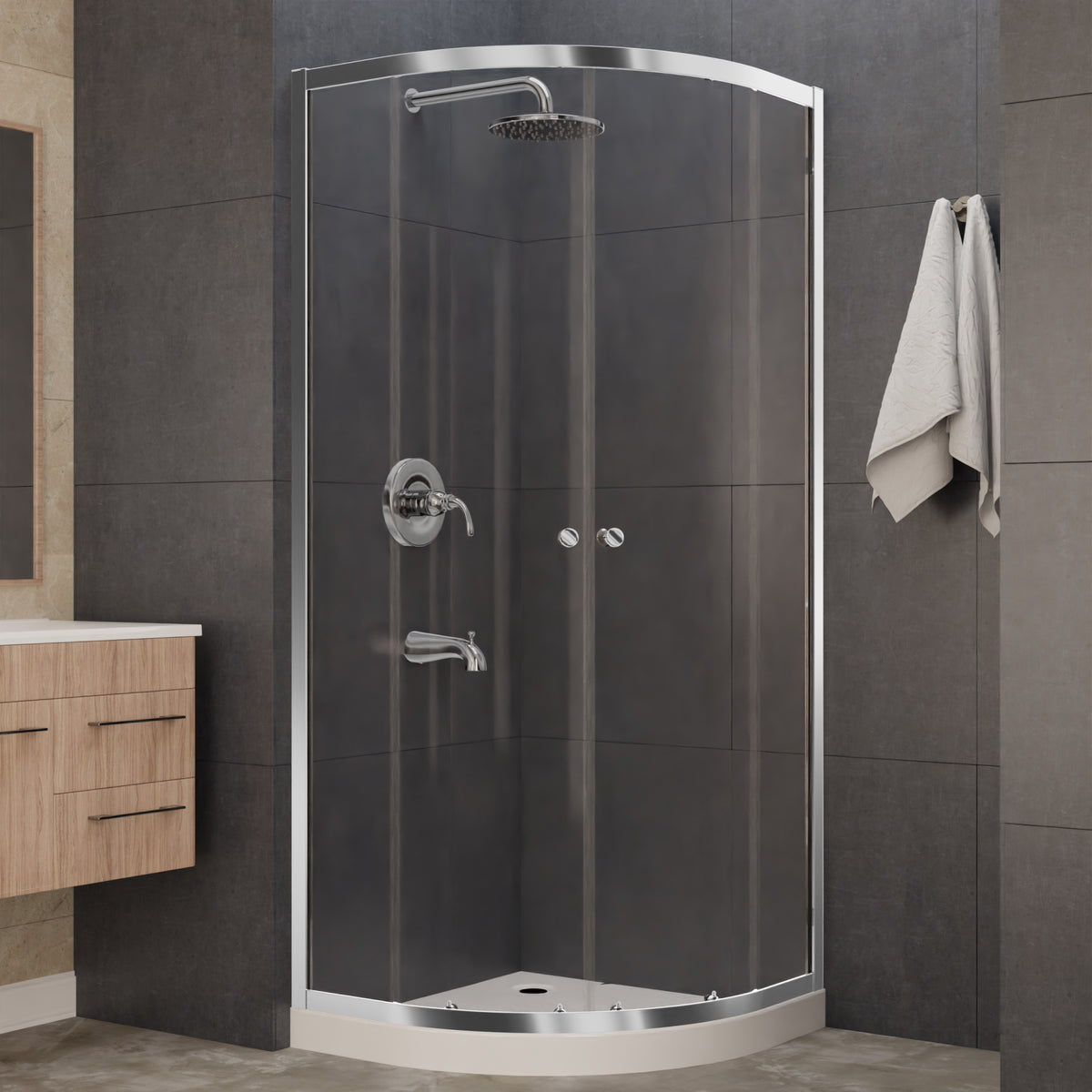 Anzzi Mare 35 in. X 76 in. Framed Shower Enclosure With Tsunami Guard - Tempered Glass - Marine Grade Aluminum Alloy Frame - Polished Chrome - SD-AZ050-01 - Lifestyle - Vital Hydrotherapy