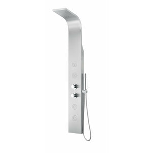 Anzzi Mayor 64 Inch Full Body Shower Panel with Heavy Rain Shower Head, Four Directional Acu-stream Body Jets, Two Shower Control Knobs and Euro-grip Free Range Hand Sprayer in Brushed Steel SP-AZ8092 - Vital Hydrotherapy
