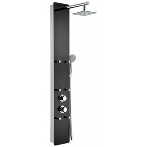 Anzzi Melody 59 in. Six Fully Adjustable and Directional Acu-stream Body Jets with Swiveling Overhead Shower, Two Shower Control Knobs and Euro-grip Handheld Sprayer in Black Deco-Glass SP-AZ018 - Vital Hydrotherapy