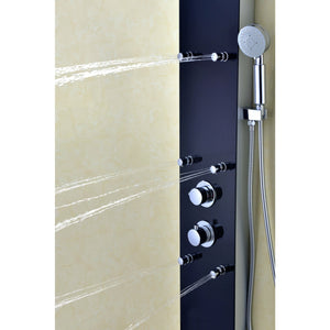 Anzzi Melody 59 in. Six Fully Adjustable and Directional Acu-stream Body Jets with Swiveling Overhead Shower, Two Shower Control Knobs and Euro-grip Handheld Sprayer in Black Deco-Glass SP-AZ018 - Lifestyle - Vital Hydrotherapy