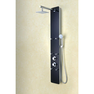 Anzzi Melody 59 in. Six Fully Adjustable and Directional Acu-stream Body Jets with Swiveling Overhead Shower, Two Shower Control Knobs and Euro-grip Handheld Sprayer in Black Deco-Glass SP-AZ018 - Lifestyle - Vital Hydrotherapy