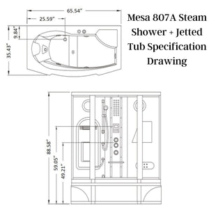 Mesa Steam Shower WS-807A Specification Drawing - Vital Hydrotherapy