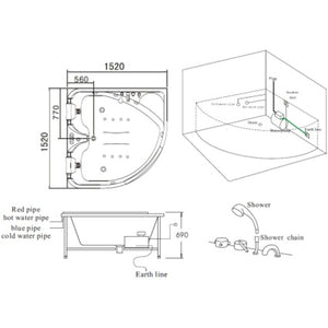 Mesa Two Person Whirlpool Tub Specification Drawing - Vital Hydrotherapy