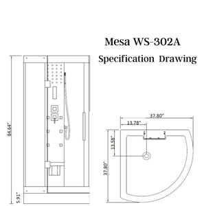 Mesa Corner Steam Shower - Blue Glass WS-302A