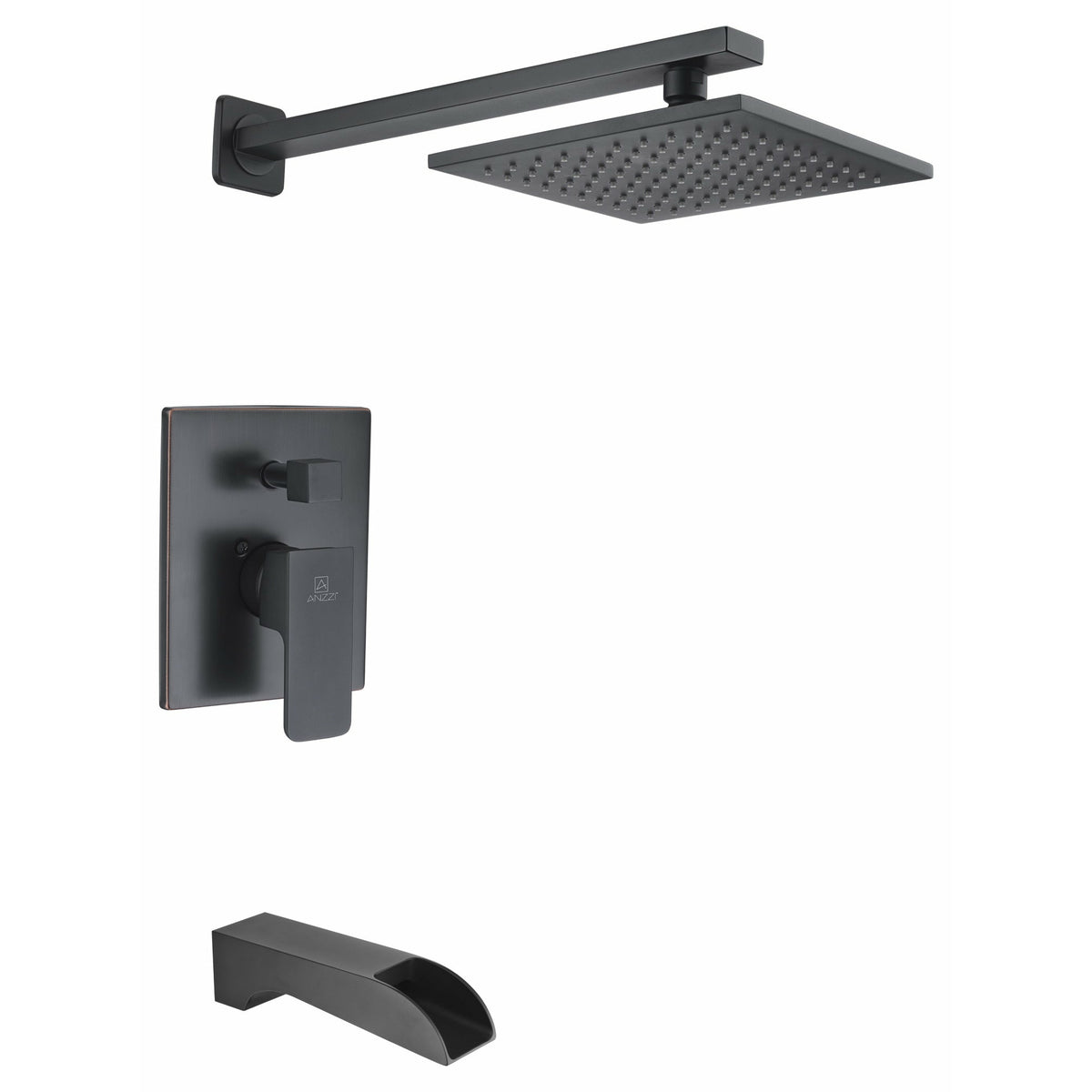 Anzzi Mezzo Series Single Handle, Spray Tub and Shower Faucet - Heavy Rain Showerhead - Matte Black - SH-AZ0 - Vital Hydrotherapy