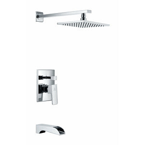 Anzzi Mezzo Series Single Handle, Spray Tub and Shower Faucet - Heavy Rain Showerhead - Polished Chrome- SH-AZ0 - Vital Hydrotherapy