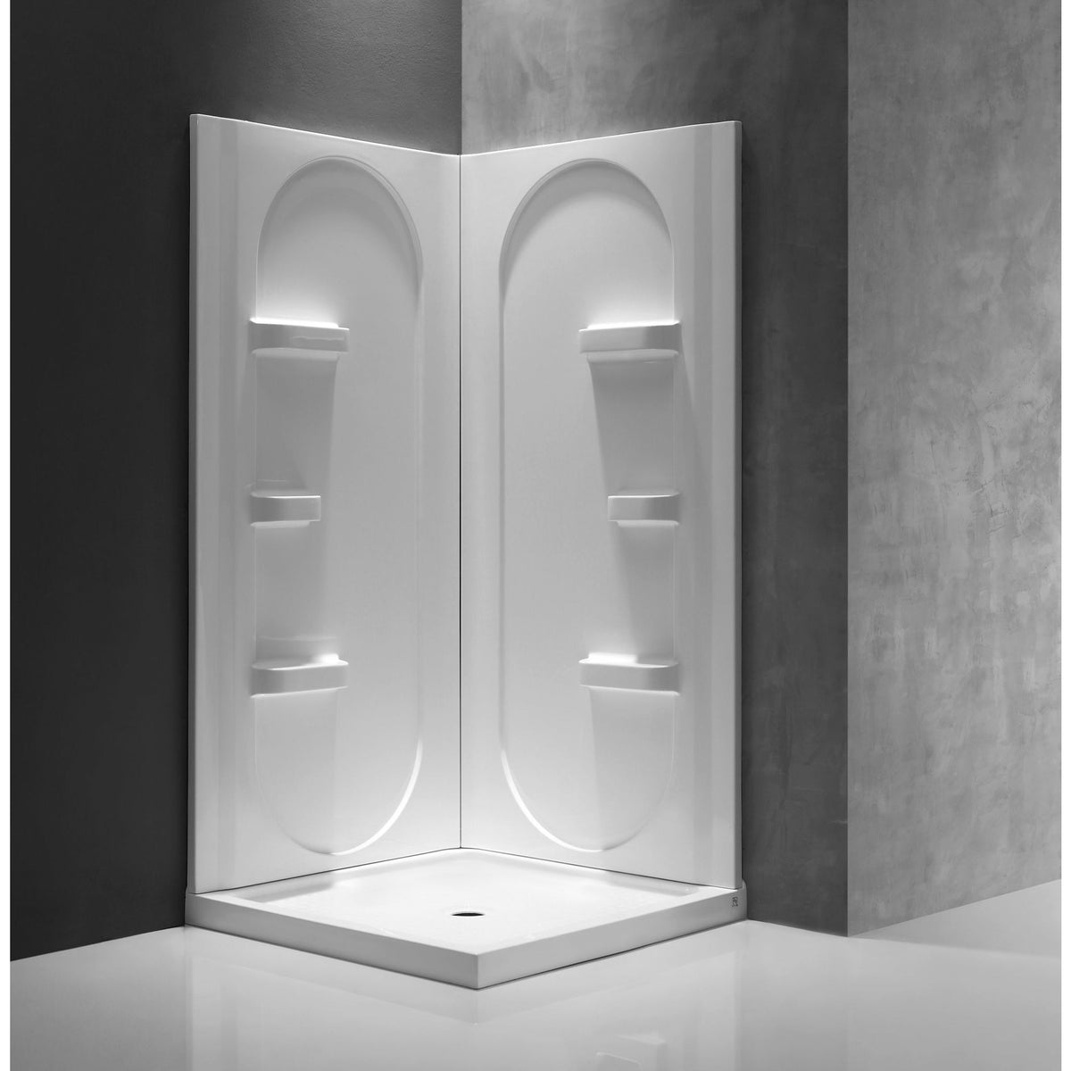 Anzzi Mishra 38 in. x 38 in. x 75 in. 2-piece DIY Friendly Corner Shower Surround in White SW-AZ8074 - Vital Hydrotherapy
